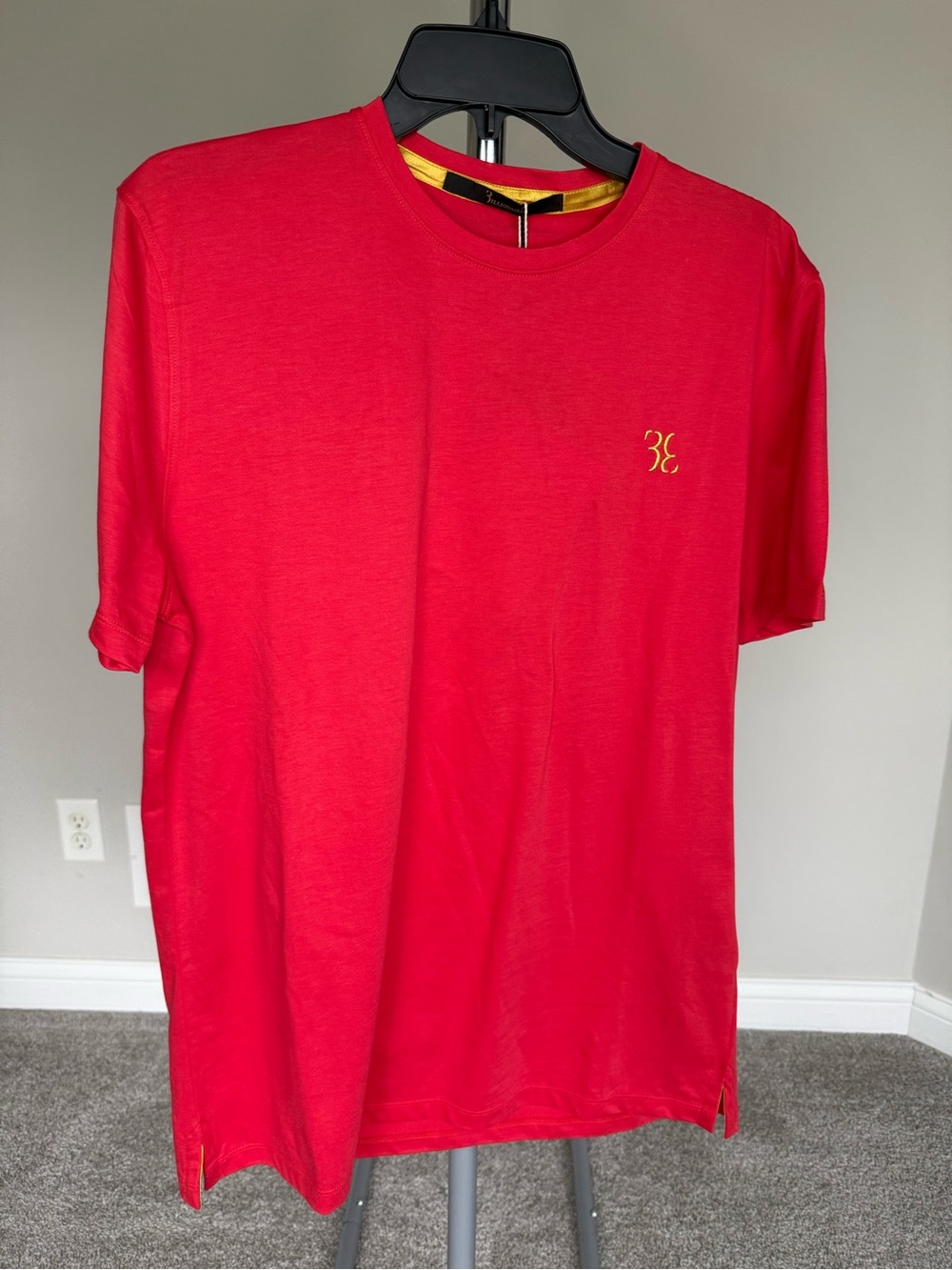 Billionaire Men's Red Crew Neck Tee with Subtle Logo